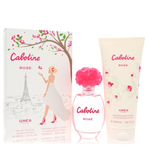 Cabotine Rose Perfume By Parfums Gres Gift Set - 3.4 Oz Eau De Toilette Spray + 6.7 Oz Body Lotion