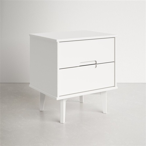 Farmhouse 2 Drawer Solid Wood Nightstand White
