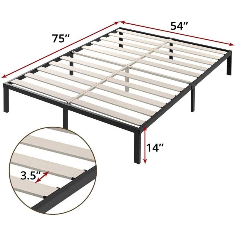 Full Heavy Duty Metal Platform Bed Frame With Wood Slats 3,500 Lbs ...