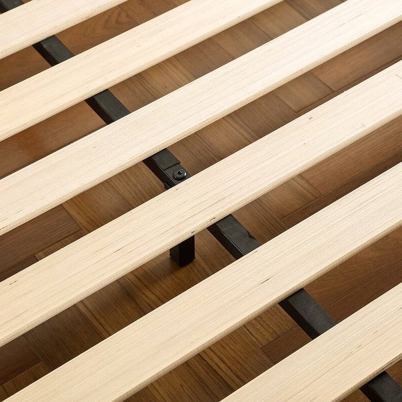 Queen Size Modern Metal Wood Platform Bed Frame With Headboard And