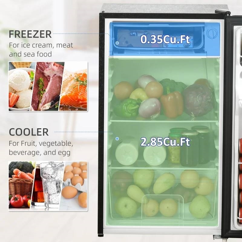 Compact Refrigerator Mini Fridge/Freezer 3.2 Cu.Ft, Black