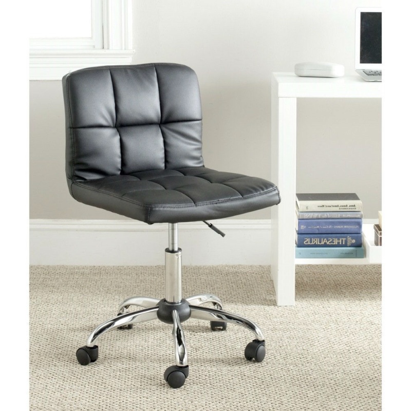 Modern Black Faux Leather Cushion Home Office Desk Chair