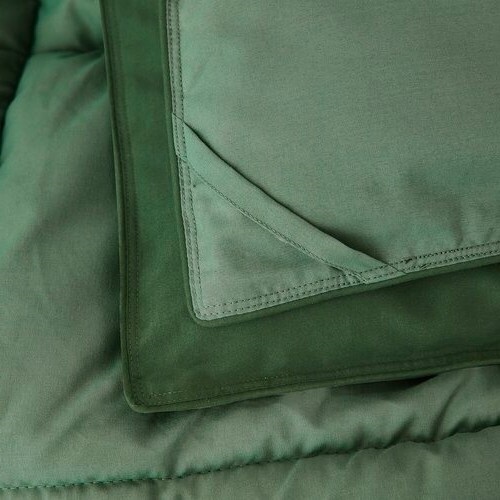 Full/Queen Traditional Microfiber Reversible 3 Piece Comforter Set In Green