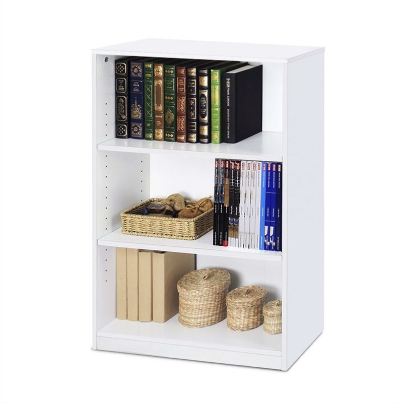 Modern 3Shelf Bookcase In White Wood Finish