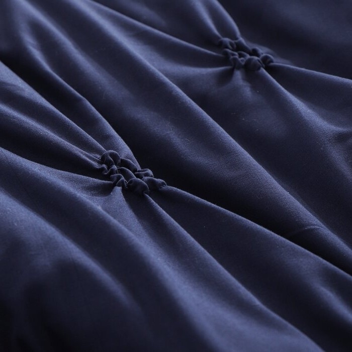 King Size All Season Pleated Hypoallergenic Microfiber Reversible 3 Piece Comforter Set In Navy