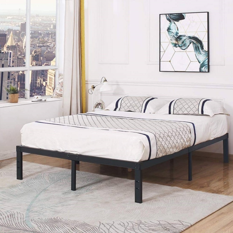 Queen Heavy Duty Metal Platform Bed Frame With Wood Slats 3,500 Lbs