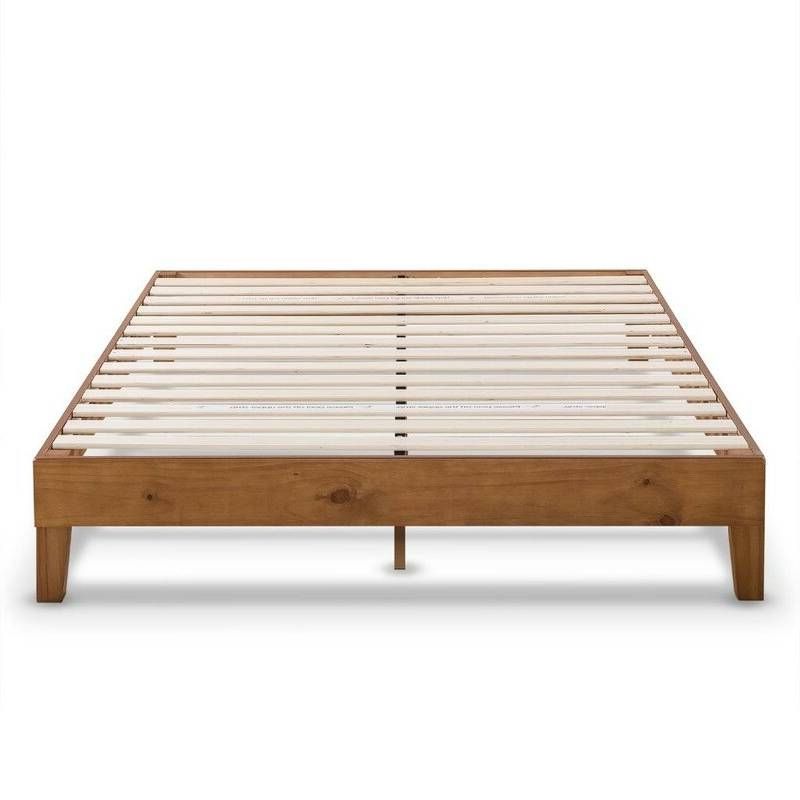 Full Size Mid-Century Modern Solid Wood Platform Bed Frame In Natural