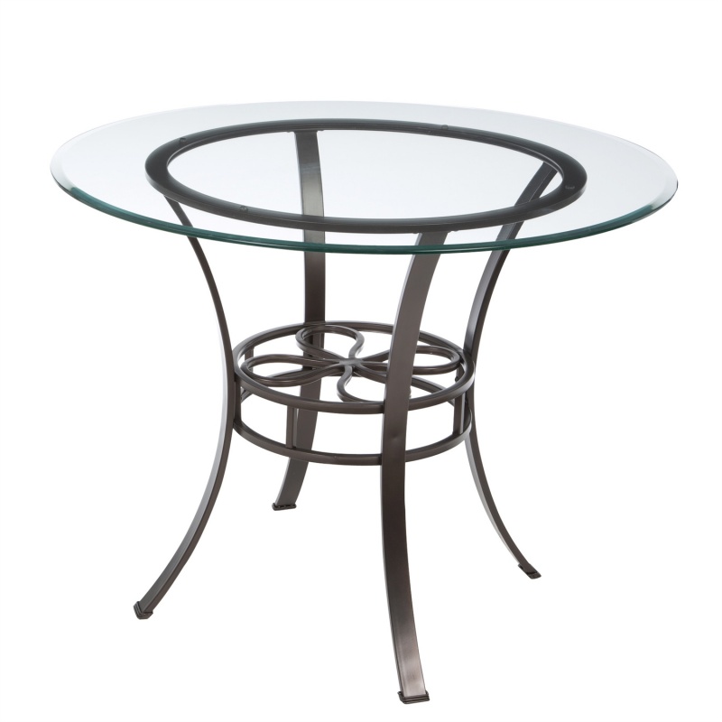 Round Glass Top Dining Table With Durable Metal Base