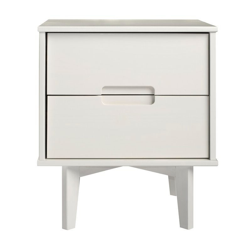 Farmhouse 2 Drawer Solid Wood Nightstand White