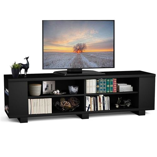 Modern Entertainment Center In Black Wood Finish Holds Up To 60Inch Tv
