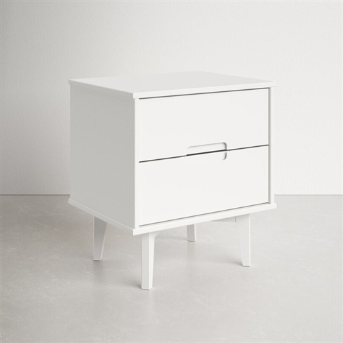 Farmhouse 2 Drawer Solid Wood Nightstand in White