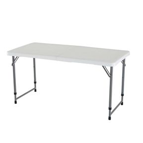 Adjustable Height White Hdpe Folding Table with Powder Coated Steel Frame