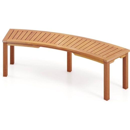 Outdoor 2-Person Backless Wooden Garden Bench With Modern Arch Design