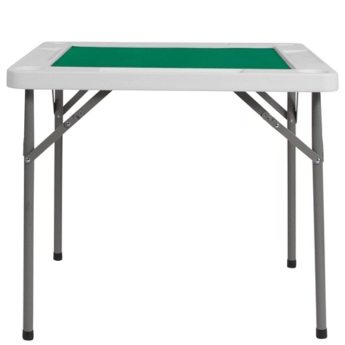 4-Player Square Folding Card Game Poker Table with Green Felt Top and Cup Holders