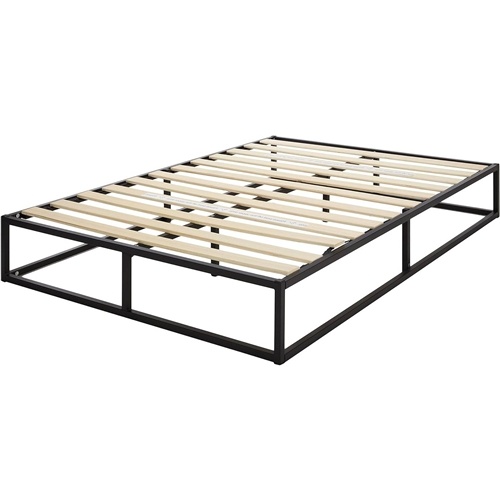 Full Size 10-Inch Low Profile Modern Metal Wood Slat Platform Bed Frame