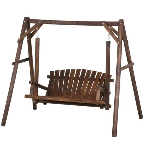 Farmhouse Log A-Frame 2-Seat Wooden Swing Bench