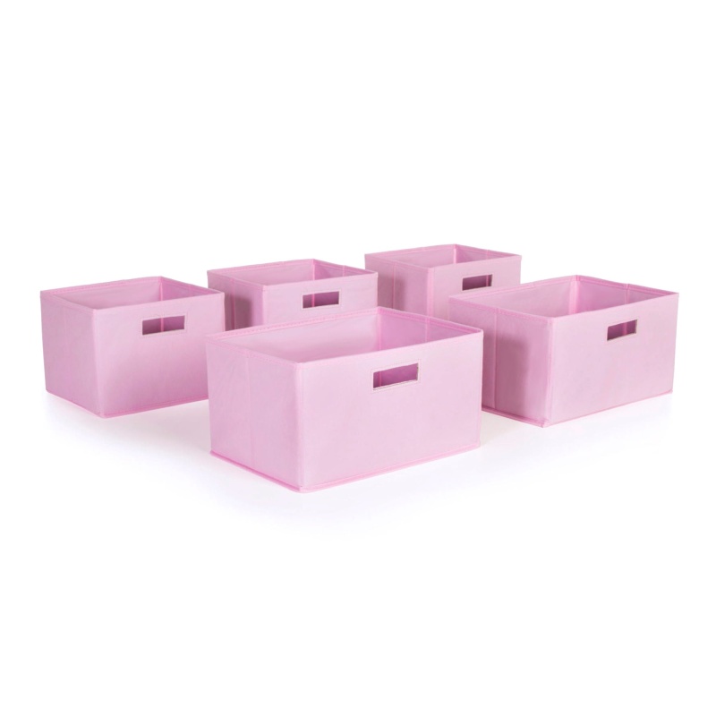 Fabric Storage Bins - Set Of 5 Pink