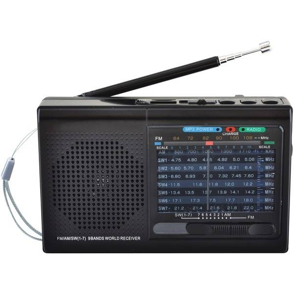Supersonic 9-Band Rechargeable Bluetooth Radio With Usb/Sd Card Input (Bl