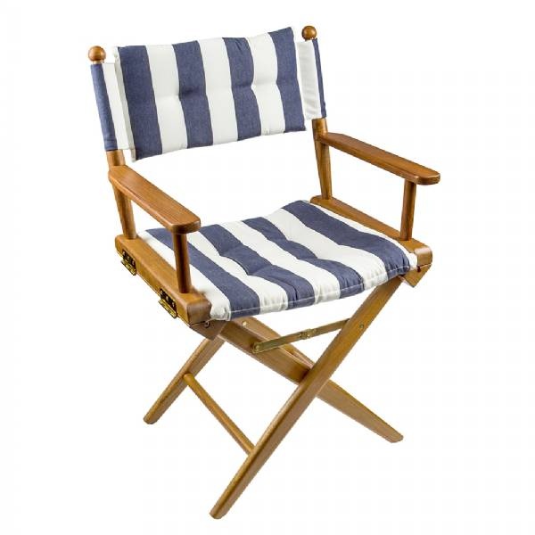 Whitecap Director Fts Chair W/Navy And White Cushion - Teak