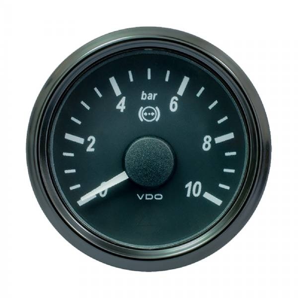 Vdo Singleviu 52Mm (2-1/16Inch) Brake Pressure Gauge - 15 Bar - 0-