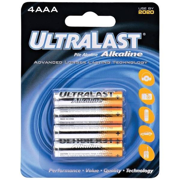 Ultralast Aaa Alkaline Batteries, 4 Pk