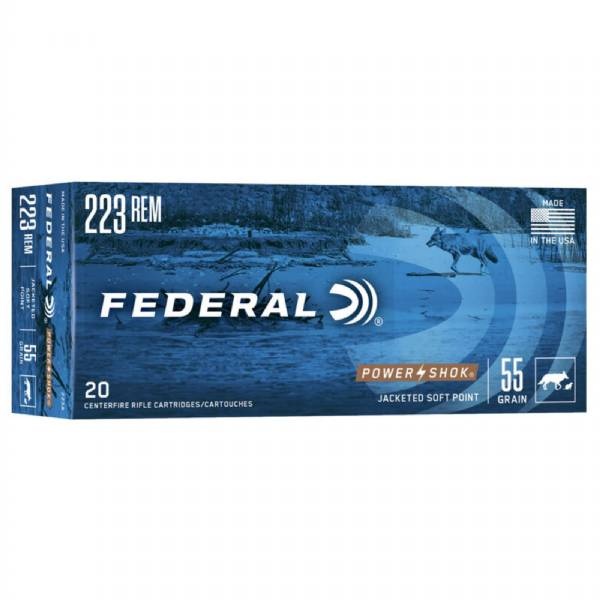 Federal Fed Pwrshk 223Rem 55Gr Sp 20/200