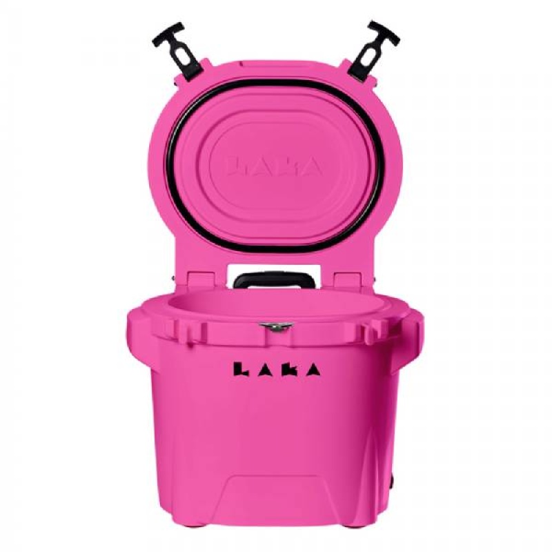 Laka Coolers 30 Qt Cooler W/Telescoping Handle And Wheels Pink