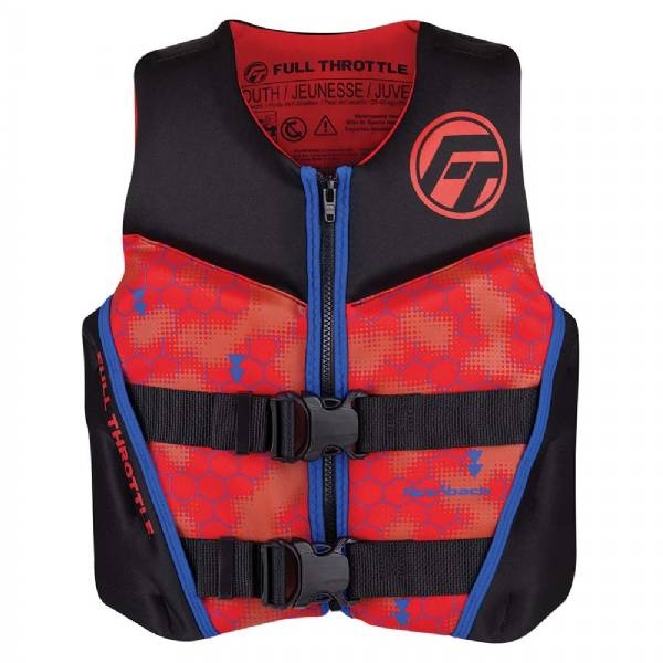 Full Throttle Youth Rapid-Dry Flex-Back Life Jacket - Red/Black