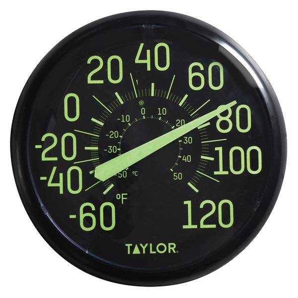 Taylor 13.25-Inch Indoor/Outdoor Glow-In-The-Dark Thermometer