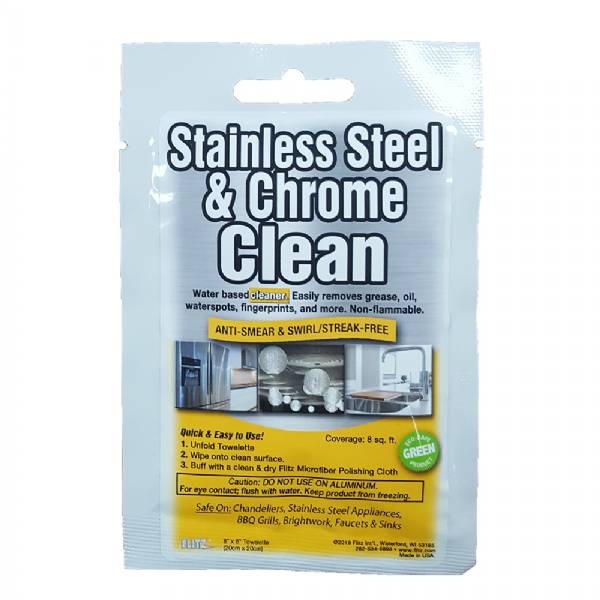 Flitz Stainless Steel And Chrome Cleaner Degreaser 8Inch X 8Inch Tow
