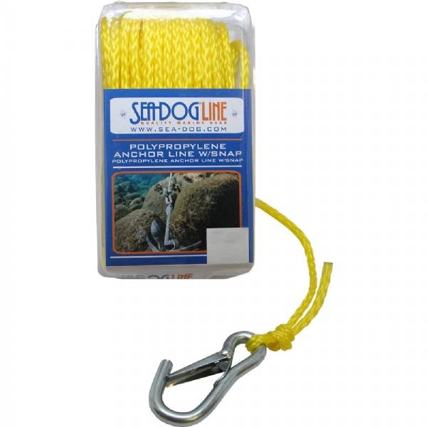 Sea Dog Poly Pro Anchor Line W/Snap - 1/4Inch X 50 Ft - Yellow