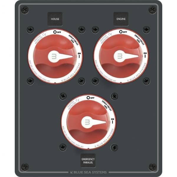 Blue Sea Traditional Metal Dual Bank Battery Management Panel