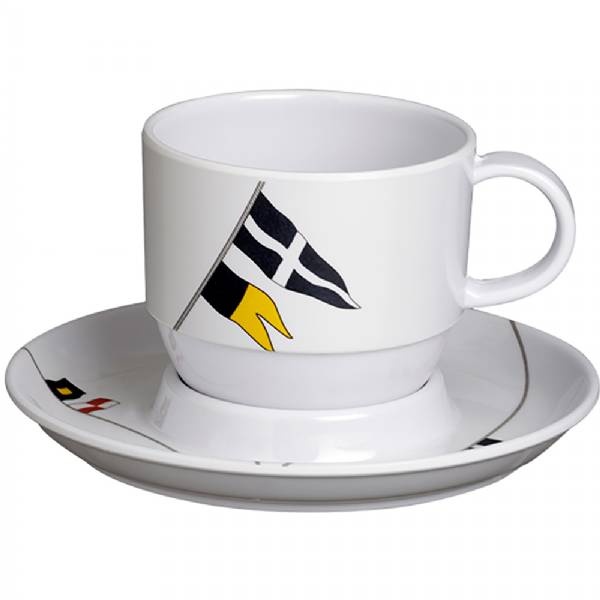Marine Business Melamine Tea Cup And Plate Breakfast Set - Regata - Set Of 6