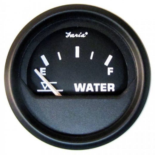 Faria Euro Black 2Inch Tank Level Gauge - Potable Water (Metric)