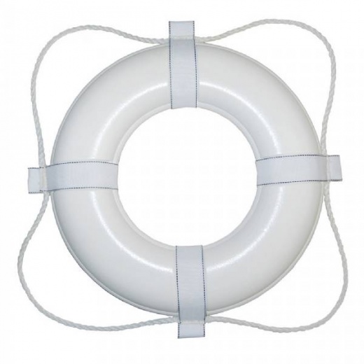 Taylor Made Foam Ring Buoy - 30Inch - White W/White Rope