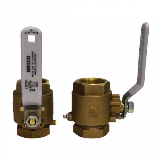 Groco 1-1/4 Inch NPT Bronze In-Line Ball Valve