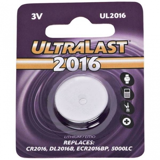 Ultralast CR2016 Lithium Coin Cell Battery