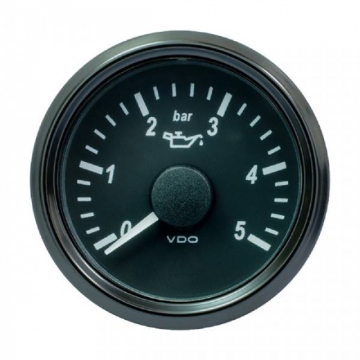 VDO SingleViu 52mm Oil Pressure Gauge - 5 Bar - 0-180 Ohm