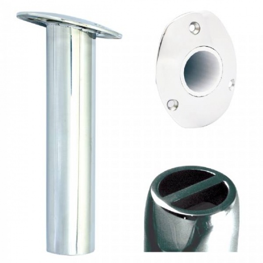 Tigress Oval Head SS Gunnel Mount Rod Holder - 15 Deg - 9Inch