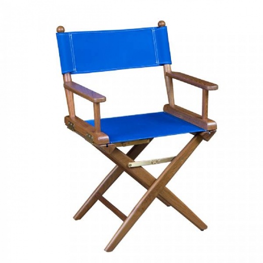 Whitecap Director Fts Chair with Blue Seat Covers - Teak
