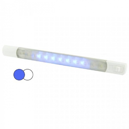 Hella Surface Strip Light w/Switch - White/Blue LEDs - 12V