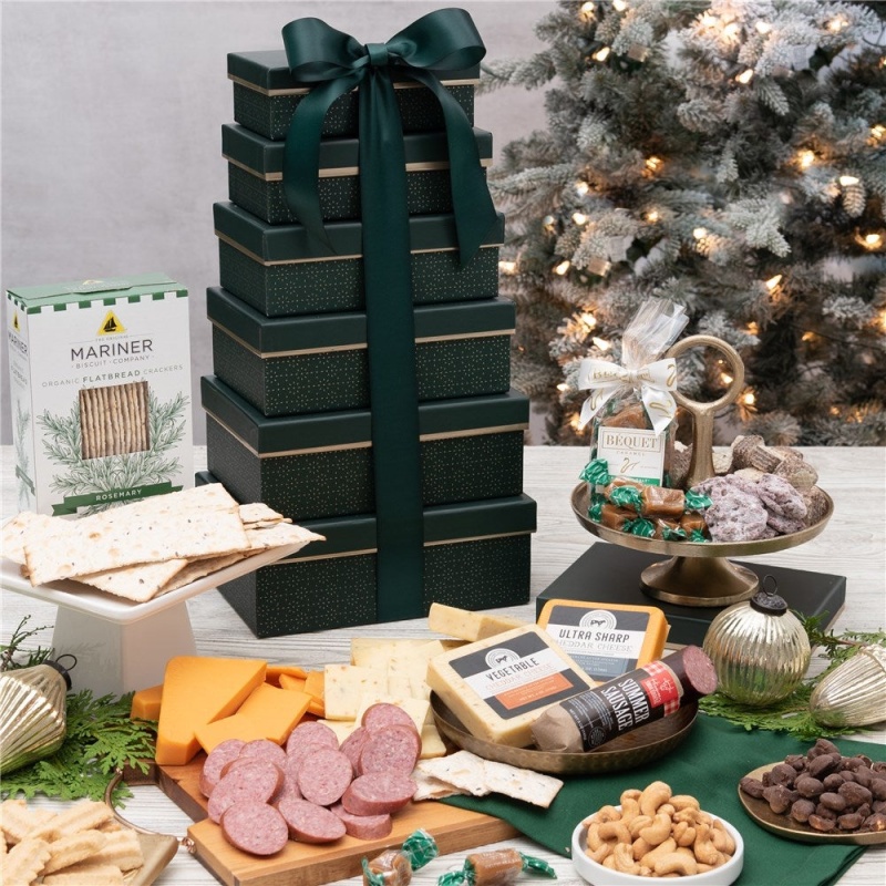 'Tis The Season Meat And Cheese Gift Tower