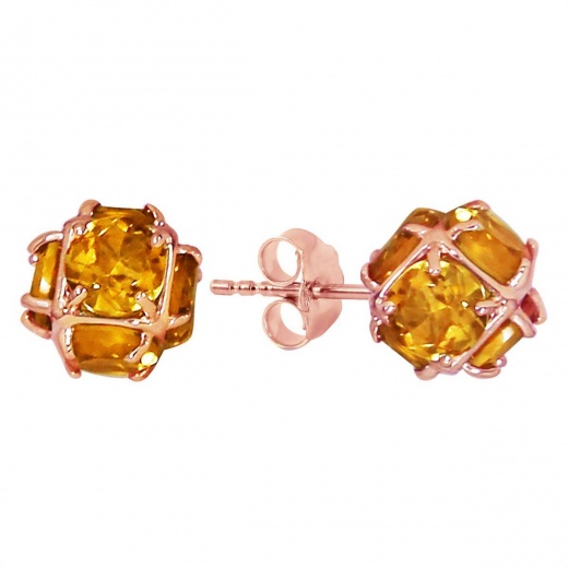 Galaxy Gold Products 14K Rose Gold Plated Double Halo Round Cut Simulated Diamond Pendant Necklace