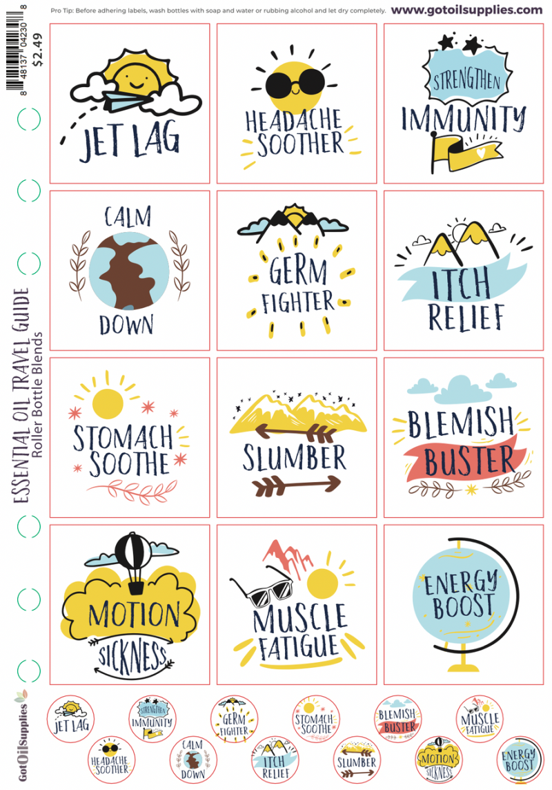 Essential Oil Travel Guide Labels