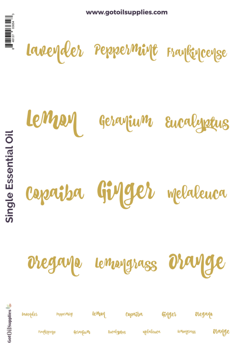 Top 12 Essential Oil Gold Labels