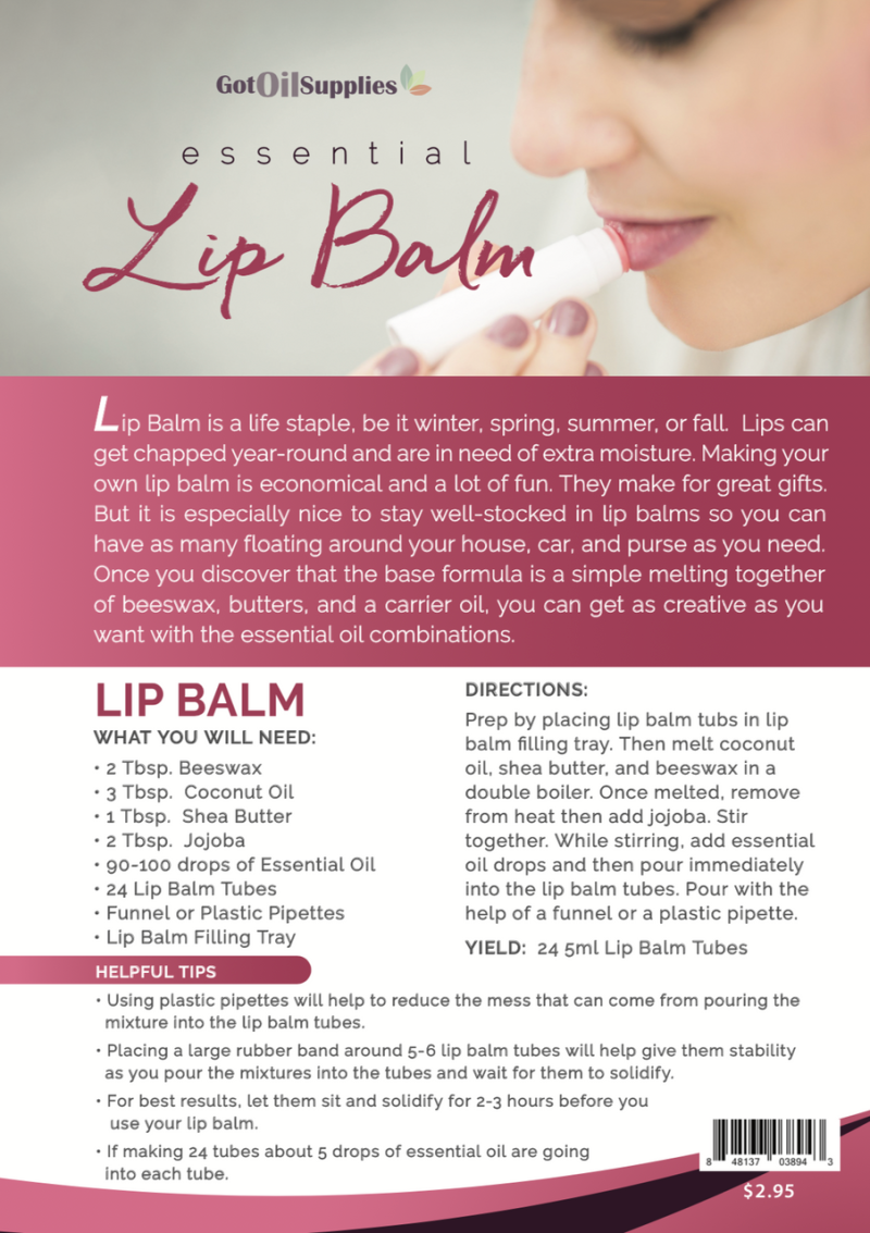 Essential Lip Balm Recipes (12 Sheets)