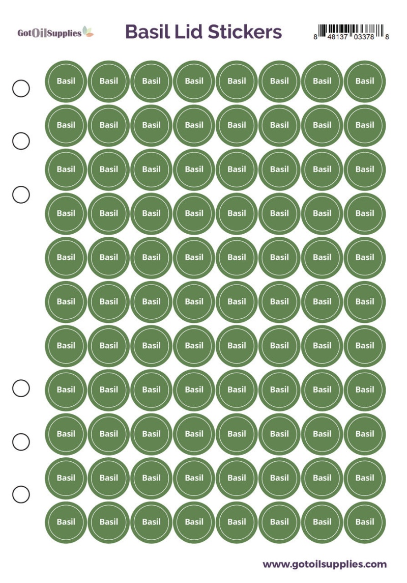 Basil dōTerra Lid Stickers