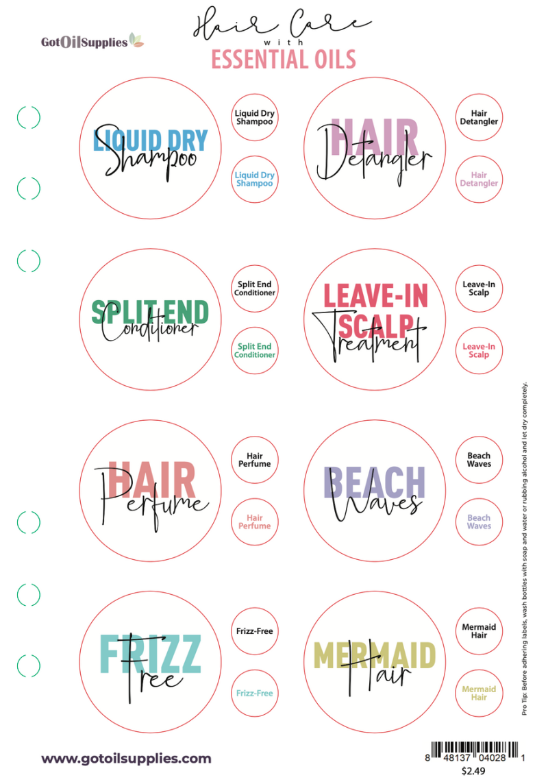 Hair Care With Essential Oils Kit Labels