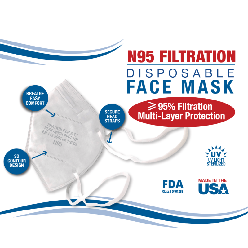 N95 Face Mask - 25 Pack - Made In The Usa