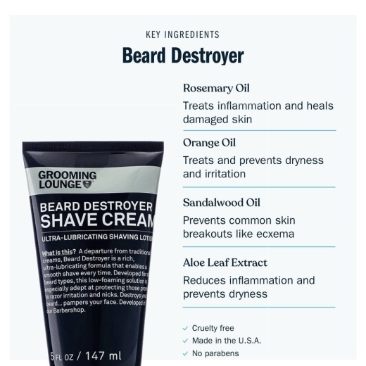 Grooming Lounge Beard Destroyer Shave Cream - Best Shave Cream For Sensitive Skin